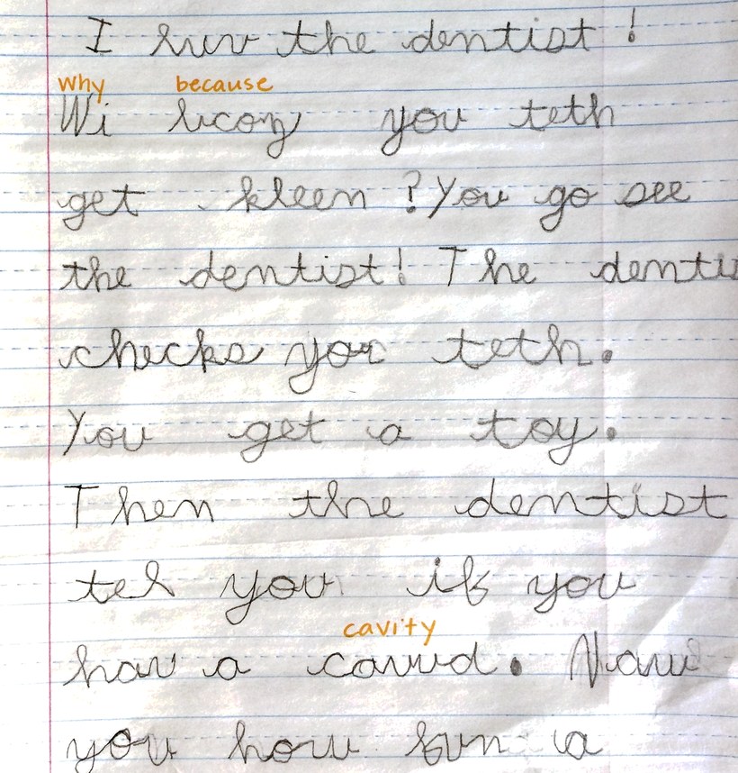 Student two in January: full cursive sentences